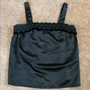 Black camisole top with decorative appliqué